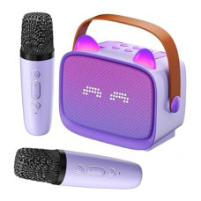 Mini Karaoke Machine for Kids Adults (2025 Upgraded), Portable Bluetooth Speaker with 2 Wireless Mics, Built-…