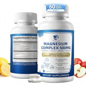2 Pack Magnesium Complex for Women and Men 4-in-1 Magnesium Glycinate, Citrate, Malate, Taurate -…