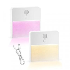 NICKLUC Motion Sensor Night Light Indoor, Rechargeable Battery Operated Lights with RGB Lights, M…