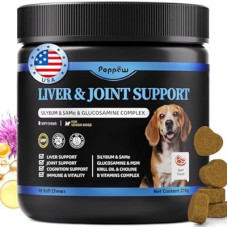 POPPAW Senior Dog Liver & Joint Supplement – Same, Milk Thistle (Silybin), Glucosamine, MSM for Liv…
