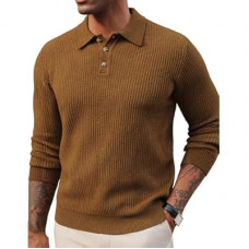 PJ PAUL JONES Mens Sweater Cable Knit Polo Collar Sweaters for Fall Winter