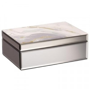 Palinna marble patterned glass jewelry box, 10.1x7.1x3.7 inch velvet lined jewelry storage box, handmad…