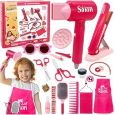 Yafacuha Girls Hair Salon Toys Kids Pretend Play Hair Styling Kit with Realistic Blow Dryer Straightener St…