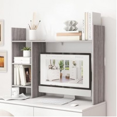 FTZxHKLX Desktop Bookshelf, Wooden Desk Hutch for Computer Monitor Up to 27'' with 3 Open Sto…