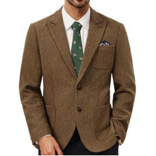PJ PAUL JONES Blazer for Men Vintage Wool Sport Coats Slim Fit Suit Jackets with Pocket Square Bro…