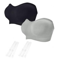 ZYQEXA Strapless Bras for Women - Seamless Non-Slip Wireless Pad Bralette Clear Straps Tube Top Sum…