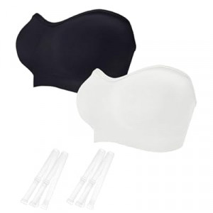 ZYQEXA Strapless Bras for Women - Seamless Non-Slip Wireless Pad Bralette Clear Straps Tube Top Sum…