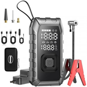 Portable Air Compressor for Tires - (12000mAh 180PSI), Dual Cylinder 5X Faster Cordless Air Pump, PD65 Qui…