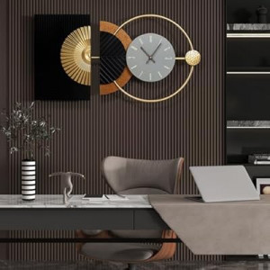 Tiuposr 32x16 Inch Modern Large Wall Clock Battery Operated - Silent Decorative Analog Clocks Asymmet…