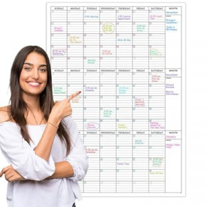 Large Dry Erase Calendar for Wall - 3 Month Vertical Wall Calendar, Reusable Quarterly Calendar Plann…