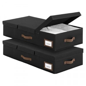 GRANNY SAYS 2 Pack Under Bed Storage, Underbed Organizer with Flid-Top Lid for Bedroom, Black Clo…