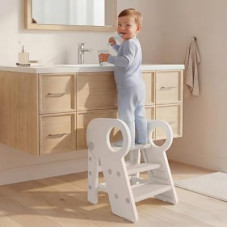 Baobrava Foldable Step Stool for Toddlers, Adjustable 3 Step Stool for Bathroom Sink, Toilet Potty Trainin…