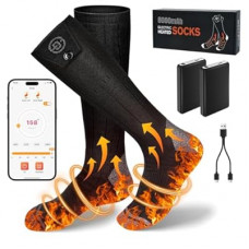 Starines 8000mAh Heated Socks for Men Women,APP Control Rechargeable Battery Electric Socks…