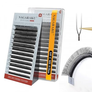 NAGARAKU U Eyelash Extensions Supplies 2D UU Lash Easy Fan Russian Volume Crisscross Eyelashe…