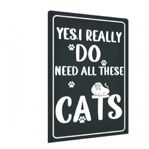 Carastora Funny Cat Lover Sign – Vintage Metal Wall Decor for Home, Office, or Shelf – Humorous Tin Sig…