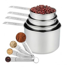 Yarmchahk Stainless Steel Measuring Cups and Spoons Set, 8 Piece Essential Kitchen Tools, Measuring…