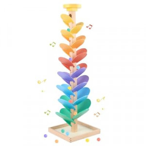 Wooden Marble Run for Kids 4-8 Boys Girls Toys Music Tree Wood Toddlers Marble Ball Run Game Leaves Toys…