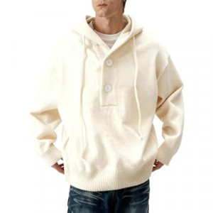 Bakyarder Hoodies for Women Men Oversized Pullover Solid Color Ribbed Hooded Casual Sweaters Tops Whit…