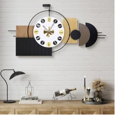 Anmotpe Luxury Modern Wall Clocks-Large Geometric Dial Wall Clock Battery Operated,Wood Metal Fram…