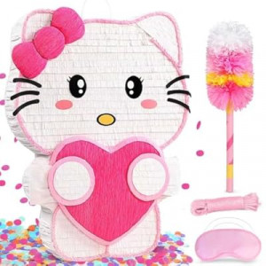 Large Pink Cat Pinata - Includes 24