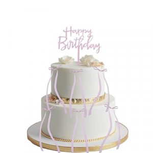 JRYZCHBO Happy Birthday Cake Topper,Acrylic Cake Sign Decorations,Birthday Cake Topper S…