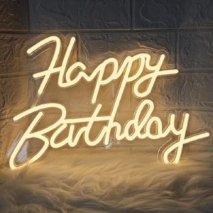 Happy Birthday Neon Signs,Adjustable LED Neon Light Sign Backdrop powered by USB,Light Up…