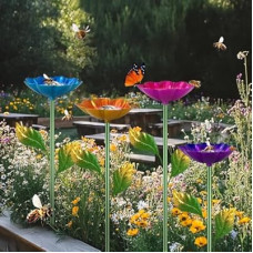 Yonisun Bee Watering Station, 4 Pack Butterfly Drinking Station with Flower Design for Garden,Colorful…