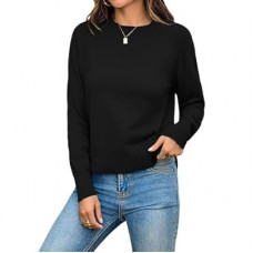 Totatuit Women Cute Cropped Sweater Mock Neck Long Sleeve Lightweight Knit Loose Pullover Sw…