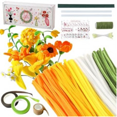 JollyPetal&Twig Yellow Pipe Cleaners Craft 5 Colors,Chenille Stems Plush Craft Kit,White Pipe Cleaners for Cr…