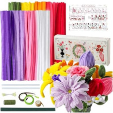 10 Colors Pipe Cleaners Craft,Chenille Stems Plush Craft Kit,Colorful Pipe Cleaners Flowers Kit with Floral Tap…