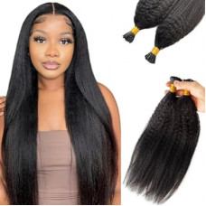 I Tip Hair Extensions Kinky Straight Cold Fusion I Tip Extension Real Human Hair Black 18 Inch Soft Kera…