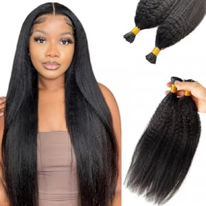 I Tip Hair Extensions Kinky Straight Cold Fusion I Tip Extension Real Human Hair Black 18 Inch Soft Kera…