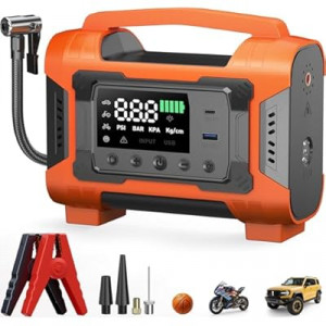 HIPOM Jump Starter with Air Compressor, Car Battery Jump Starter 150PSI Tire Inflator, Battery Jumpe…