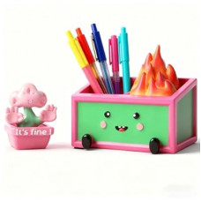 MAYIPLAY Dumpster Fire Desk Accessories Inspirational Gifts for Women Coworkers Pencil Holder Pi…