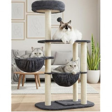 Small Cat Tree Tower with Lots of Scratching Posts - 42 Inch Medium Compact Cats Scratch House with…
