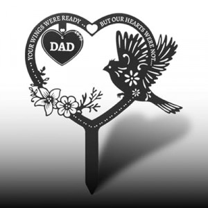 Grave Decorations for Cemetery - Dad Metal Memorial Grave Markers, Heart Memorial Gifts for Loss of Fa…