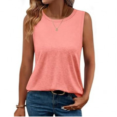 GKBK Womens Tank Tops Loose Fit High Neck Casual Flowy Summer Tee Crew Neck Trendy Sleeveless Tops…