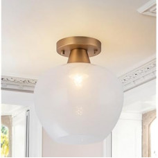 Zicbol Glass Globe Semi Flush Mount Ceiling Light 9