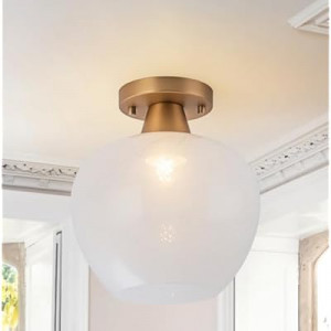 Zicbol Glass Globe Semi Flush Mount Ceiling Light 9