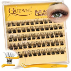 QUEWEL Self Adhesive Lash Clusters Kit, Pre Glued Eyelashes Clusters, 10-16MM Strong Hold Self Adhesive E…