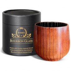 12oz Charred Wooden Bourbon Drinking Glass, Bourbon Gifts for Men - 12 Oz Charred Wooden Old Fashi…