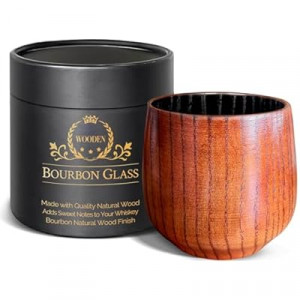 12oz Charred Wooden Bourbon Drinking Glass, Bourbon Gifts for Men - 12 Oz Charred Wooden Old Fashi…