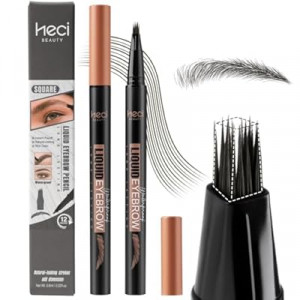 HECI BEAUTY Eyebrow Pen Microblading Liquid Brow Pencil with 3D Fiber Tip, Waterproof Hair Strok…