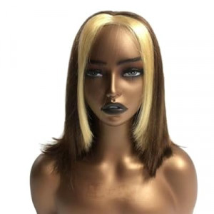 lyrahair 4/27 4x4 Lace Highlight Wig Human Hair 180% Density PartingMax Straight Brown and Blo…