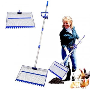 15 inch Large Goat Pooper Scooper chicken scooper sifting shovel adjustable long handle Metal Chick…
