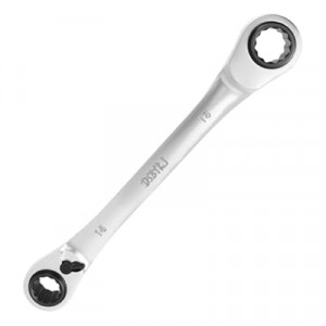 DSBYKJ 4-in-1 Reversible Ratchet Wrench Set, Chrome Vanadium Steel, 72-Point, Short Length, Silver (16.1…