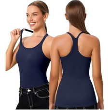 ZYQEXA Workout Tank Tops for Women with Built in Bra, Loose Sleeveless Gym Tops Seamless Race…