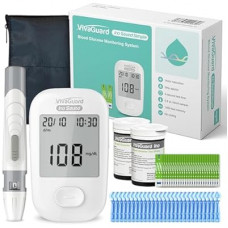 VivaGuard Talking Blood Glucose Monitor Kit,1 Glucose Meter 1 Lancing Device 100 Glucometer Stri…