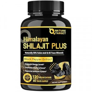 NATURE TARGET Shilajit | Shilajit for Men & Women | Fulvic Acid & Trace Minerals | 500mg Maximum Potenc…