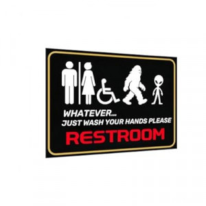 Carastora All-Gender Bathroom Wall Sign – Funny Wash Hands Reminder, Alien & Creature Theme Metal Sign…